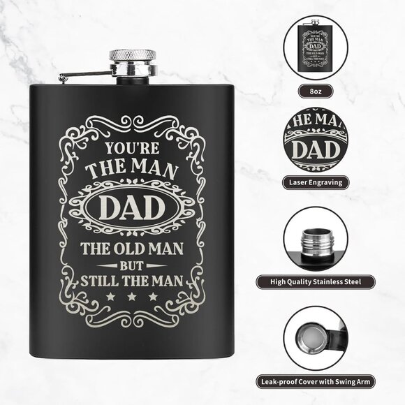 Stainless Steel Flask for Dad 🖤You're The Man - Picture 5 of 5
